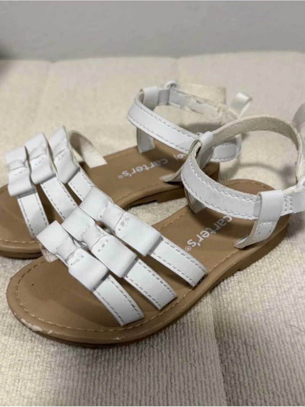 Carter's White Toddler Bow Strappy Sandals